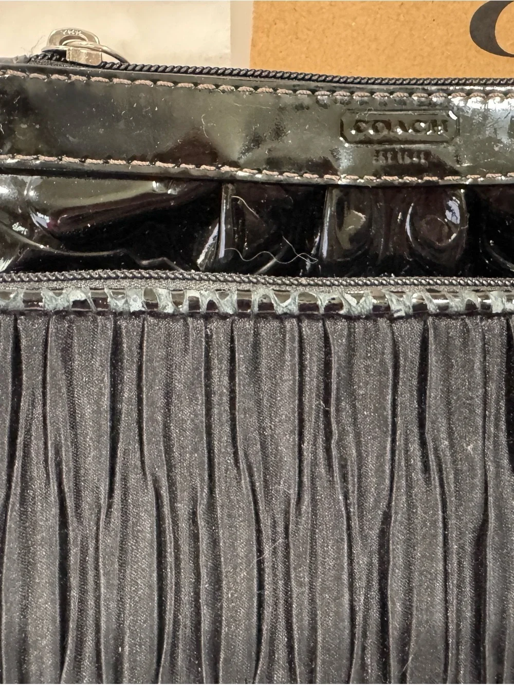 Coach Black Pleated Fabric & Patent Leather Wristlet Duo - Picture 3 of 15